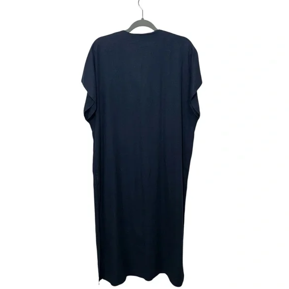 Banana Republic Linen Blend Navy Blue Minimalist Kaftan Midi Dress, M‎ - Picture 3 of 9